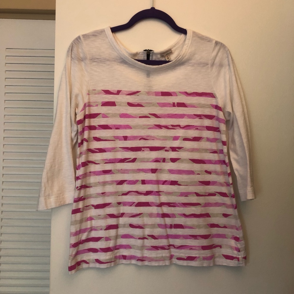 Pink camo striped top